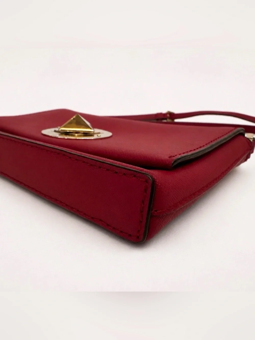 Kate Spade Newbury Lane Sally Red Saffiano Leather Crossbody Bag Gold EUC